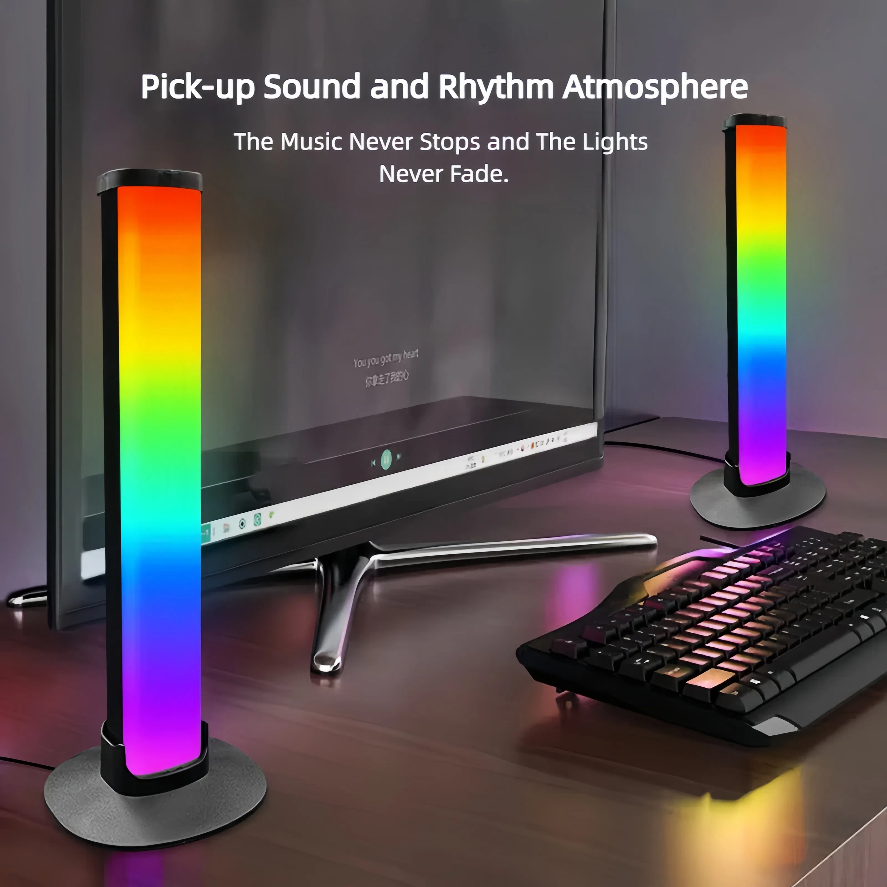 16-Color RGB LED Light Bar with Remote App Control & Sound-Activated Gaming Lamp for PC Setup and Room Decor