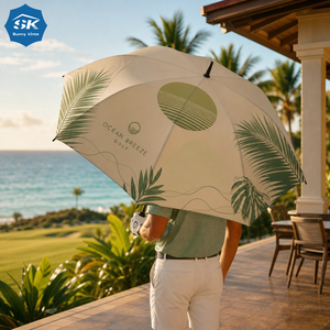 Parapluie de golf droit à imprimé île tropicale, grand parapluie de pluie extérieur coupe-vent, parapluie de golf personnalisé imprimé - Product Image 3