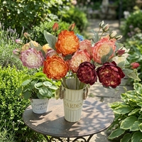 Fleurs de pivoine artificielles de haute qualité, effet bord brûlé, pour décoration de maison, mariage, événements, accessoires de photographie, arrangements floraux