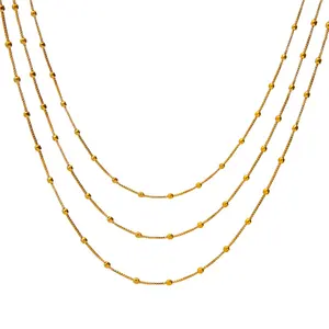 精致的18K金色填充薄款紧身链条项链铜质项链女士项链