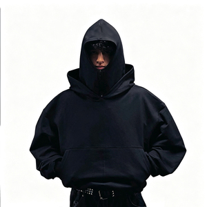 Blouson Techwear Streetwear surdimensionné à double <span class=keywords><strong>capuche</strong></span> zippée avec masque intégré, style structuré, épais, fournisseur en gros - Product Image 1