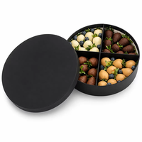 Boîte Cadeau Ronde Noire Mate Personnalisée de Luxe avec Diviseurs, Tube d'Emballage Alimentaire pour Chocolats, Fraises, Bonbons, Fruits