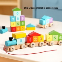 Jeu de construction de train DIY transfrontalier à assembler, blocs géométriques empilables pour enfants, jouet en bois éducatif précoce sur les couleurs et les formes