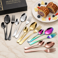 Ensemble de 36 couverts modernes en acier inoxydable poli miroir avec boîte cadeau pour hôtel et restaurant