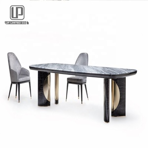Luxury Family Room Furniture 8 Seater <b>Dining</b> <b>Table</b> with Chairs Rectangular Italian Marble Top <b>Dining</b> Room Sets - Product Image 2