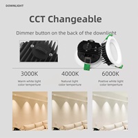 Downlight LED Australia tiga warna 10w dapat diredupkan IP54 3CCT Bersertifikat SAA CE lampu sorot Proyek Hotel Downlight komersial tanam
