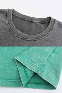 Vintage Acid Wash T-Shirt For Men Women 100% Cotton 250g Thick Short Sleeve Heavy Weight Plain Dyed Casual Printing - Product Image 5