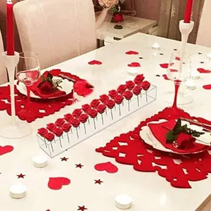 Vase moderne en acrylique rectangulaire transparent personnalisé Vases floraux en rose Boîte de présentation de fleurs pour centres de table pour la décoration intérieure de mariages