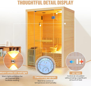 غرفة ساونا منزلية فاخرة مخصصة عالية الجودة لشخصين، غرفة ساونا تقليدية بالبخار الرطب - Product Image 5