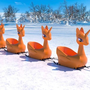 Luge à neige pour enfants en forme de renne, en polyéthylène durable, équipement de jeu d'hiver, lot de 4 - Product Image 1