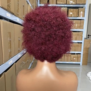 Perruque brésilienne 13x4 en dentelle complète avec tresses, <span class=keywords><strong>coupe</strong></span> afro bouclée, couleur 99J, pré-épilée, cheveux de bébé, transparente - Product Image 6
