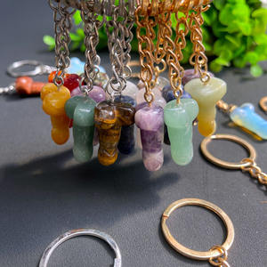 Venta al por mayor de llaveros de meditación de piedras preciosas múltiples naturales Mini llavero de piedra de cristal llaveros de pene para regalo - Product Image 3