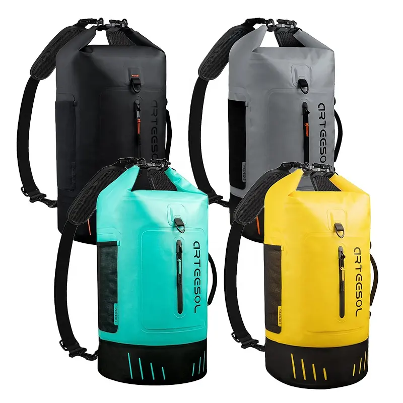 2023 new IPX6 pvc tarpaulin 20L waterproof dry bag backpack for hiking camping
