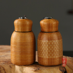 Bamboo Woven <b>Thermos</b> Cup Insulated Portable <b>Tea</b> Cup Gift Packaging - Product Image 2