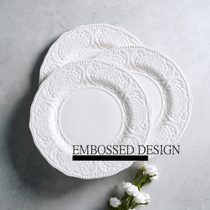 <span class=keywords><strong>Vaisselle</strong></span> en porcelaine, assiette blanche, en céramique et gaufré, style <span class=keywords><strong>Baroque</strong></span>, <span class=keywords><strong>vaisselle</strong></span>, offre spéciale, - Product Image 6