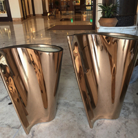 Pot de fleurs en acier inoxydable fait à la main pour décoration intérieure de luxe moderne Pot de fleurs marron argent miroir de sol Vase en métal pour la maison