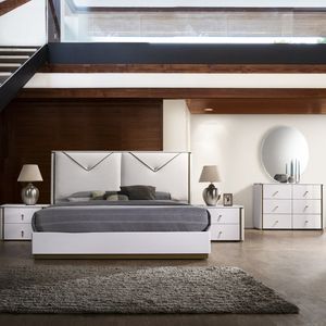 NOVA Ensemble de <span class=keywords><strong>chambre</strong></span> à coucher rembourré blanc 5 pièces <span class=keywords><strong>Chambre</strong></span> A Coucher Plate-forme complète <span class=keywords><strong>adulte</strong></span> Ensemble de meubles de suite pour <span class=keywords><strong>chambre</strong></span> à coucher - Product Image 1