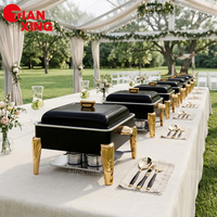 TIANXING Réchaud de buffet commercial noir et or en acier inoxydable, chauffe-plats pour mariages, fêtes et événements