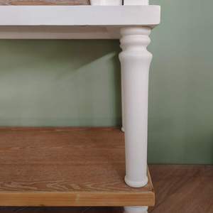 Console en bois massif blanc rustique, style nordique, meuble d'entrée pour salon avec étagère, idéal pour la maison de campagne - Product Image 5