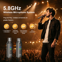 Sistema de Micrófono Inalámbrico Profesional Portátil de 24 Bits y 48 kHz a 5.8 GHz, Alcance de 30 Metros, Transmisor y Receptor Inalámbricos