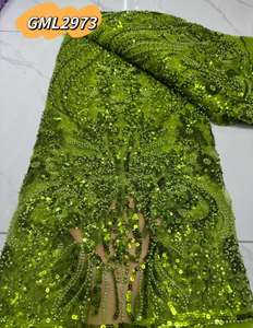 2025 Inmyshop nuovo tessuto di perline di cristallo paillettes di lusso marrone netto ricamo di perline paillettes <span class=keywords><strong>Tulle</strong></span> per abito da sposa - Product Image 6