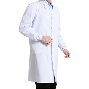 Lightweight Breathable Antibacterial Fluid Resistant Durable Comfortable Multi Pocket Zipper Front <b>Lab</b> Staff <b>White</b> <b>Coat</b> - Product Image 4