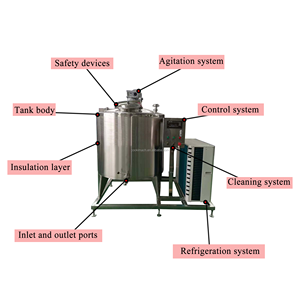 Fabricante de tanque de almacenamiento de leche refrigerada para línea de producción Cuba de refrigeración con bomba para procesamiento de jugo - Product Image 2