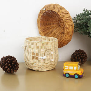 Handmade Rústico Rattan Cogumelo Cesta com <span class=keywords><strong>Acorn</strong></span> Handle Eco-Friendly Kids Room Decor e Toy Storage Organizer - Product Image 6