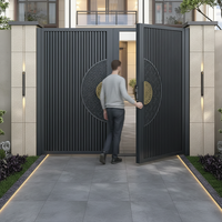 Puerta China Retráctil Anticolisión de Aleación de Aluminio para Patio de Villa, de Doble Apertura, Plegable Múltiple, Automática y sin Rieles