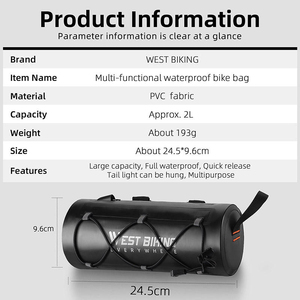 Sac de guidon de vélo WEST BIKING, sac de livraison pour vélo, sac de cadre de vélo étanche grande capacité, sac de voyage pour cadre avant de vélo - Product Image 4
