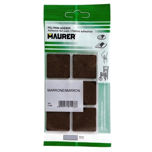 Feltro Adesivo 30 x 30 mm (Confezione Blister da 6 Pezzi) Marrone - Product Image 1