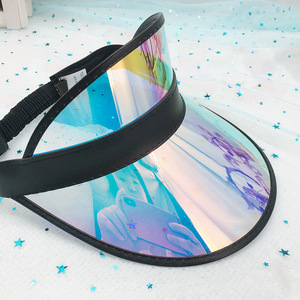 Visera de Plástico Transparente para Adultos, Visera Solar de Calidad Láser, Protección UV, Protección de PVC, para Playa - Product Image 1