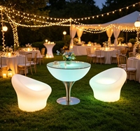 Ensemble de bar moderne lumineux à LED étanche, table et chaises, mobilier de salon en plastique lumineux pour jardin et fêtes en plein air