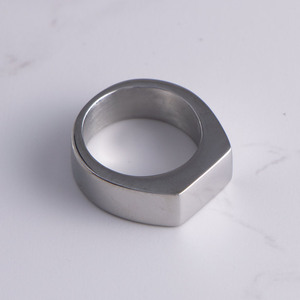 Men's Geometric Titanium Steel <b>Ring</b> Simple Flat Rectangular Smooth Trendy Jewelry Gift SA489 - Product Image 3
