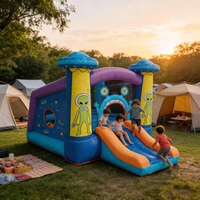 Château gonflable et trampoline à thème OVNI extraterrestre en PVC avec toboggan, capacité supérieure à 500 kg, dimensions 4x4x3m, pour usage scolaire ou de fête