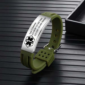 Bracelet d'alerte médicale gravé sur mesure en acier inoxydable et silicone, bracelet d'identification médicale avec étoile de la vie, bracelet d'identification d'urgence - Product Image 2