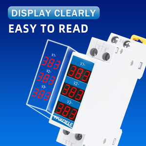Din Rail 18 mét một pha ba pha Điện áp Meter AC 80-500V 220V 380V Modular Vôn kế Đo Chỉ số LED hiển thị kỹ thuật số - Product Image 3