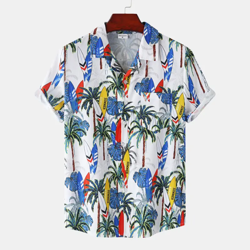 Cross-border foreign trade European station summer new men's floral shirt printing short-sleeved shirt