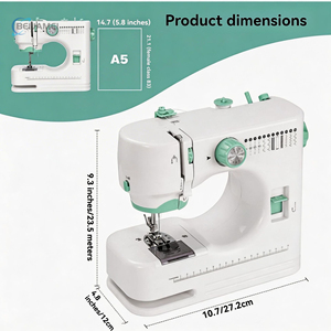 <span class=keywords><strong>Machine</strong></span> à <span class=keywords><strong>coudre</strong></span> portable domestique à double aiguille avec 9 réglages de <span class=keywords><strong>tension</strong></span> et pédale pour le denim et les projets DIY - Product Image 1