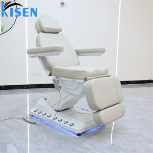 KISEN Modern Luxurious High Quality Beauty Bed with LED Light Foot Control 3 Motor Electric Massage Adjustable Salon Spa Bed - Product Image 1