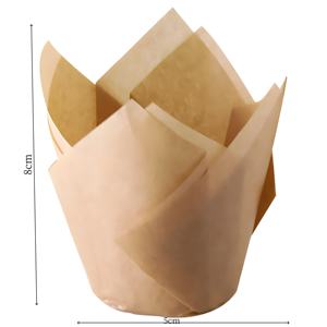 Doublures jetables de <span class=keywords><strong>cupcake</strong></span> tulipe blanche brune 40gsm tasses de cuisson en papier double face pour la cuisson des pâtisseries utiliser l'industrie alimentaire du pain - Product Image 5