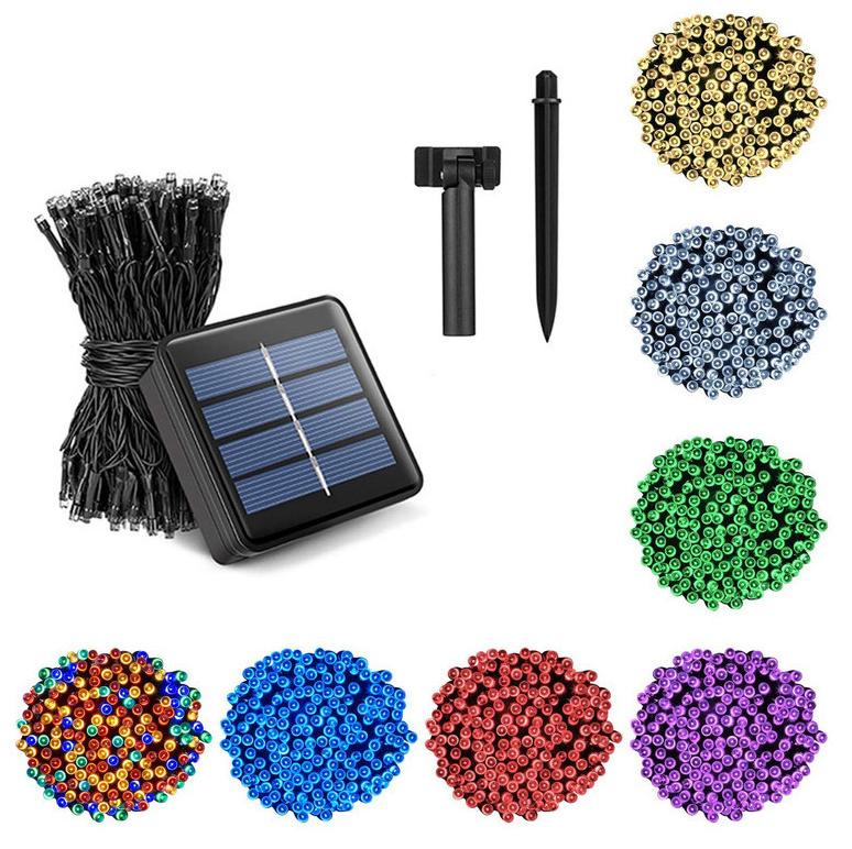 Наружное водонепроницаемое рождественское декоративное освещение на солнечной батарее, 100 светодиодов, 200