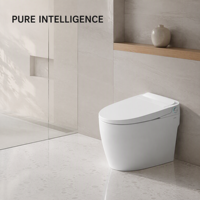 WC intelligent avec siège chauffant, lavage féminin, désodorisation automatique, design moderne en céramique, séchage à l'air chaud, fixation au sol, siphon
