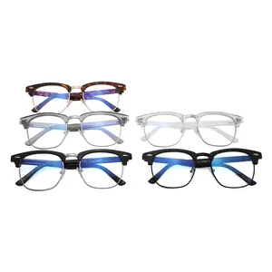 UV400经典复古金属半框蓝光阻挡眼镜，带金属铰链