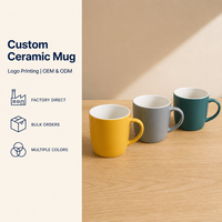 Tasse à café en céramique émaillée colorée 320 ml, six couleurs, tasse en grès brillant pour bureau, hôtel, cadeau d'entreprise, impression personnalisée, vente en gros