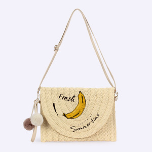 Mode indienne Style bohème été plage enveloppe tissé paille pochette personnalisé mignon <span class=keywords><strong>banane</strong></span> impression petit <span class=keywords><strong>carré</strong></span> <span class=keywords><strong>sac</strong></span> à bandoulière - Product Image 5
