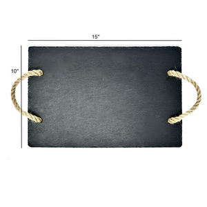 Tablero para servir <span class=keywords><strong>queso</strong></span> y carne de 10 pulgadas x 15 pulgadas, juego de tablero para <span class=keywords><strong>queso</strong></span> y cuchillos de pizarra, cuchillos de 4 piezas, tiza de esteatita de 2 piezas - Product Image 2