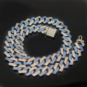 <span class=keywords><strong>Collane</strong></span> e <span class=keywords><strong>Bracciali</strong></span> da <span class=keywords><strong>Uomo</strong></span> Hip Hop in Lega da 14MM, Stile Catena Cubana a 2 File, con Strass Bling Iced Out, Disponibili - Product Image 1