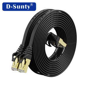 Câble Ethernet plat extérieur Cat7 PVC STP 5m 10m 15m Noir Cuivre Pur Cordon de raccordement réseau haute vitesse pour projets et vente en gros - Product Image 4