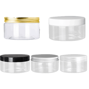 4oz 8oz 250 ml Empty Amber Lotion Cream Body Butter Lip Scrub PET Plastic Jar with Lid for 4 8 oz Cosmetic Packaging Container